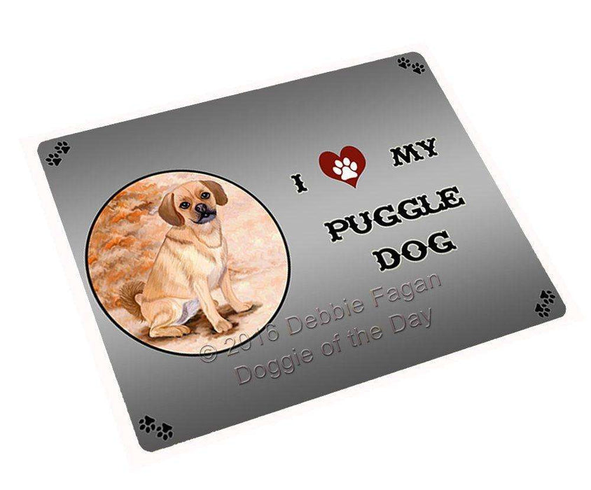 I Love My Puggle Dog Tempered Cutting Board