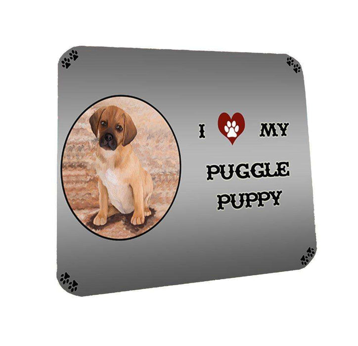 I Love My Puggle Puppy Dog Coasters Set of 4