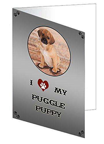 I Love My Puggle Puppy Dog Handmade Artwork Assorted Pets Greeting Cards and Note Cards with Envelopes for All Occasions and Holiday Seasons