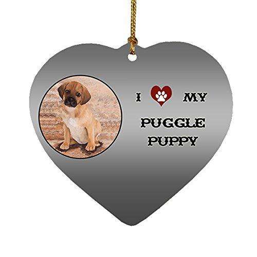 I Love My Puggle Puppy Dog Heart Christmas Ornament