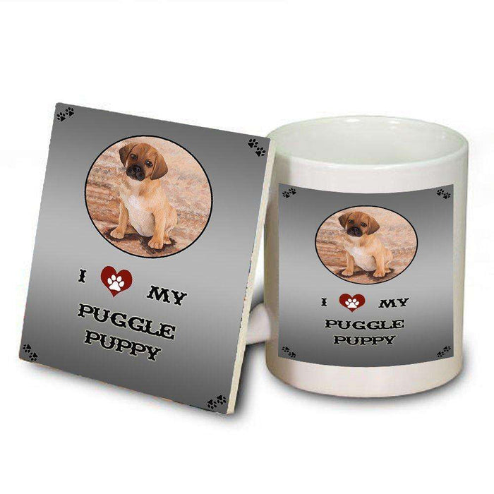 I Love My Puggle Puppy Dog Mug and Coaster Set
