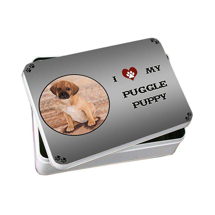 I Love My Puggle Puppy Dog Photo Storage Tin