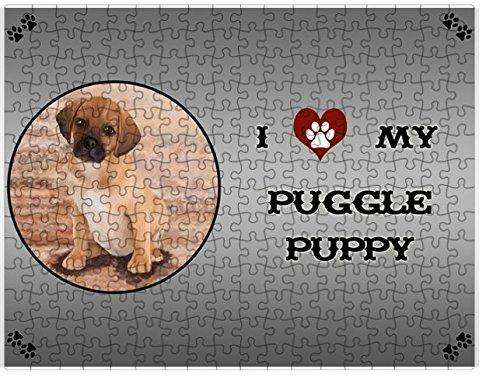 I Love My Puggle Puppy Dog Puzzle with Photo Tin