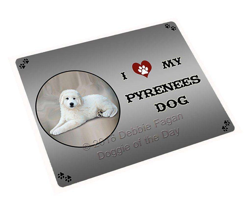 I Love My Pyrenees Dog Tempered Cutting Board