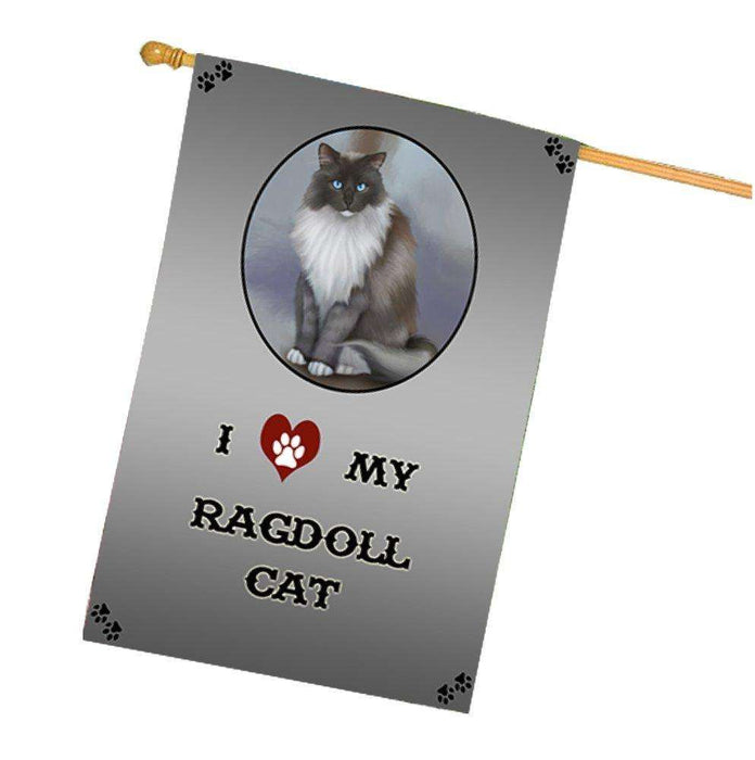 I Love My Ragdoll Cat House Flag