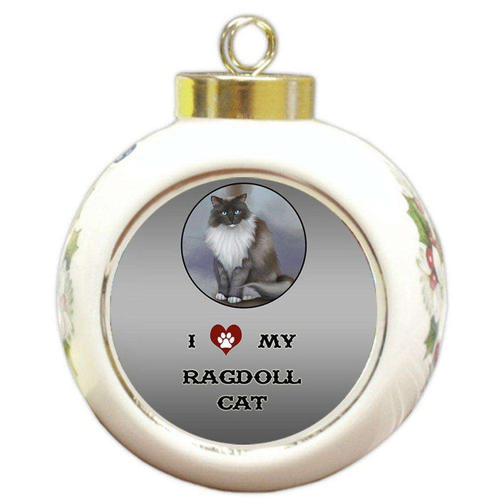 I Love My Ragdoll Cat Round Ball Christmas Ornament