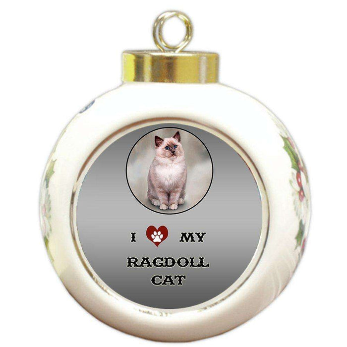 I Love My Ragdoll Cat Round Ball Christmas Ornament