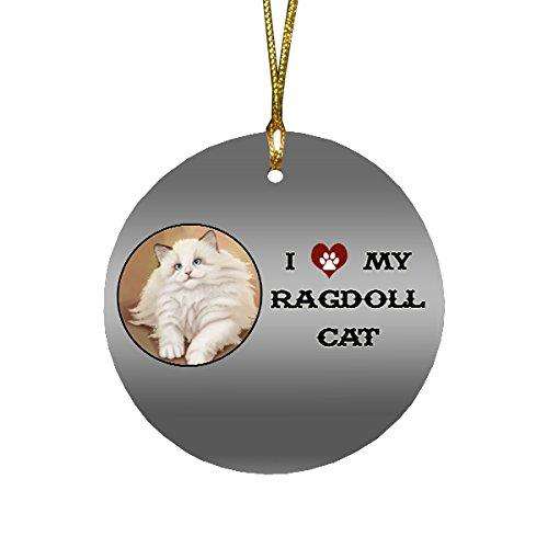 I love My Ragdoll Cat Round Christmas Ornament