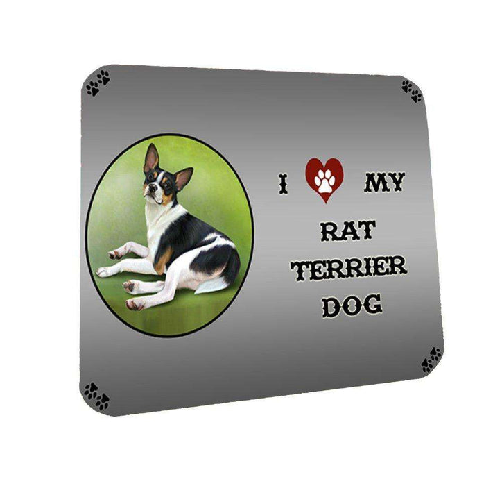 I Love My Rat Terrier Dog Coasters Set of 4