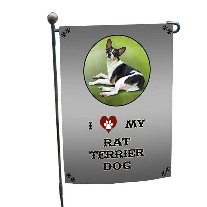 I Love My Rat Terrier Dog Garden Flag