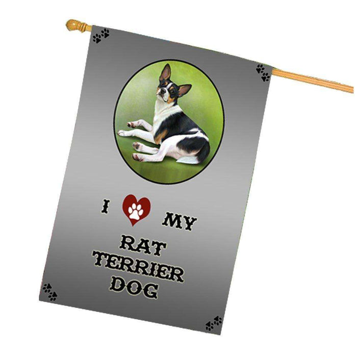 I Love My Rat Terrier Dog House Flag