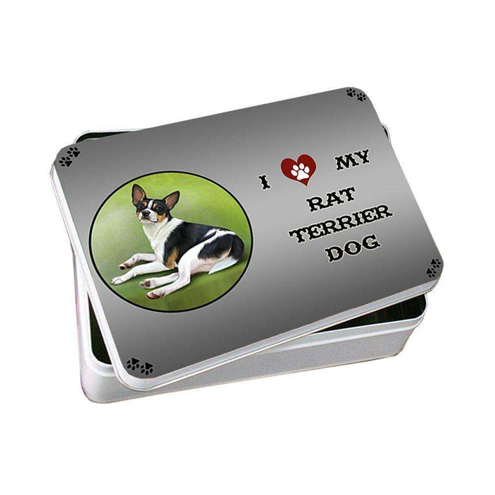 I Love My Rat Terrier Dog Photo Storage Tin