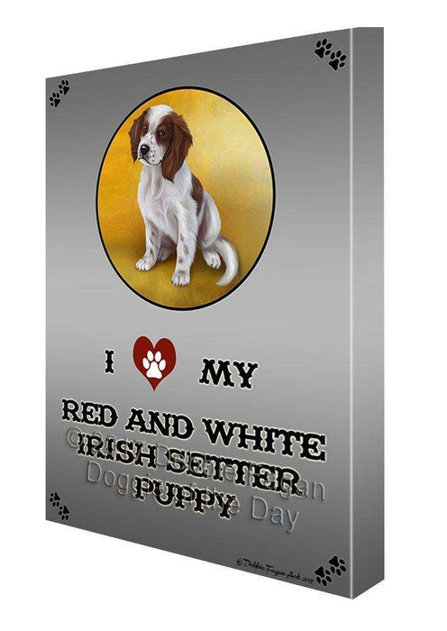 I Love My Red And White Irish Setter Puppy Dog Canvas Wall Art D260