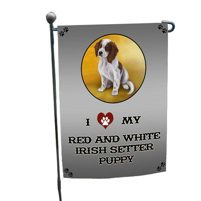 I Love My Red And White Irish Setter Puppy Dog Garden Flag