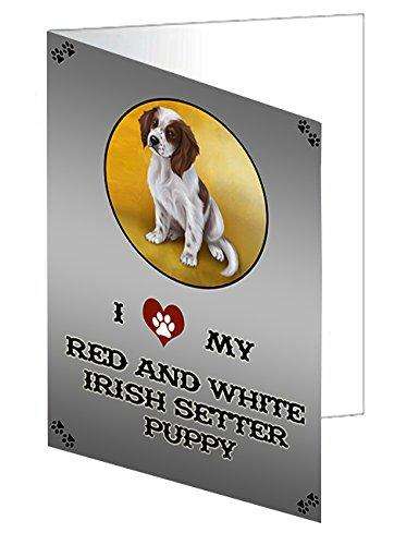 I Love My Red And White Irish Setter Puppy Dog Handmade Artwork Assorted Pets Greeting Cards and Note Cards with Envelopes for All Occasions and Holiday Seasons