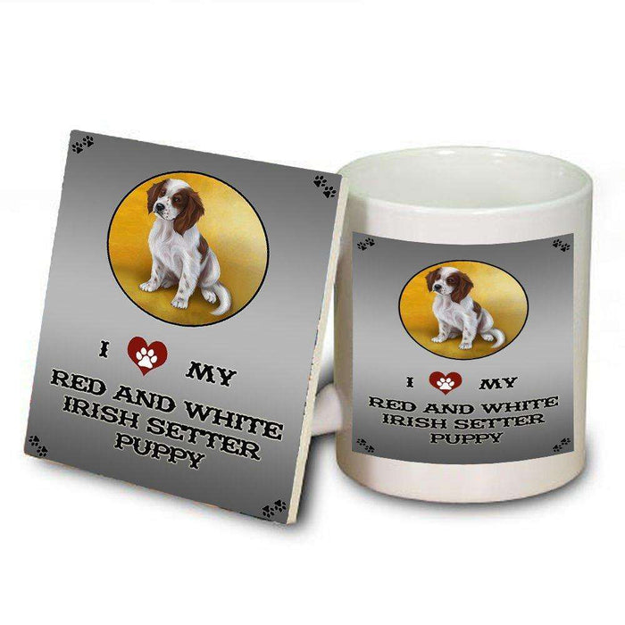 I Love My Red And White Irish Setter Puppy Dog Mug and Coaster Set