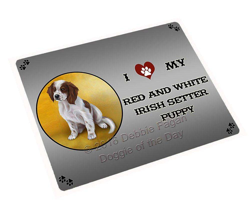 I Love My Red And White Irish Setter Puppy Dog Tempered Cutting Board