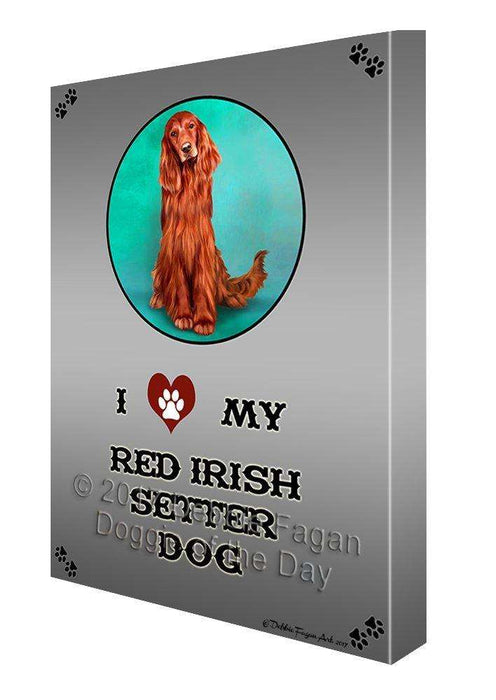 I Love My Red Irish Setter Dog Canvas Wall Art D261
