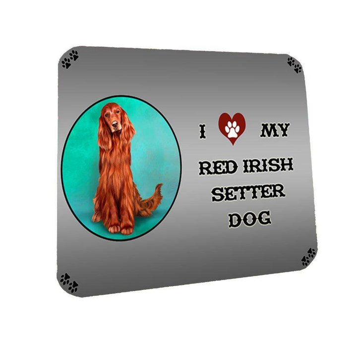 I Love My Red Irish Setter Dog Coasters Set of 4