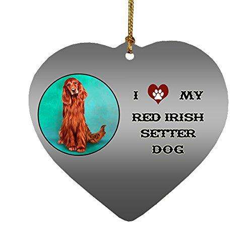I Love My Red Irish Setter Dog Heart Christmas Ornament