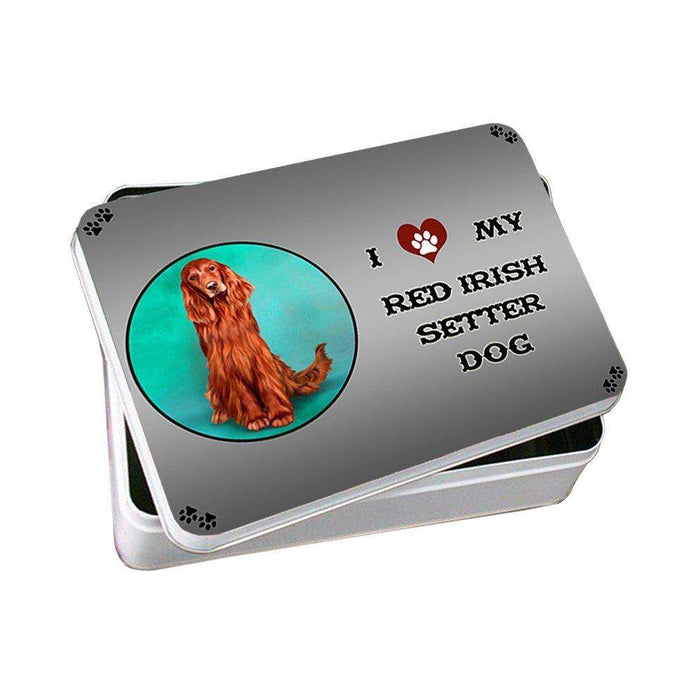 I Love My Red Irish Setter Dog Photo Storage Tin