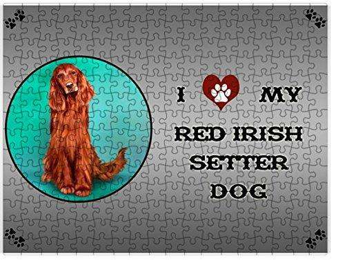 I Love My Red Irish Setter Dog Puzzle with Photo Tin