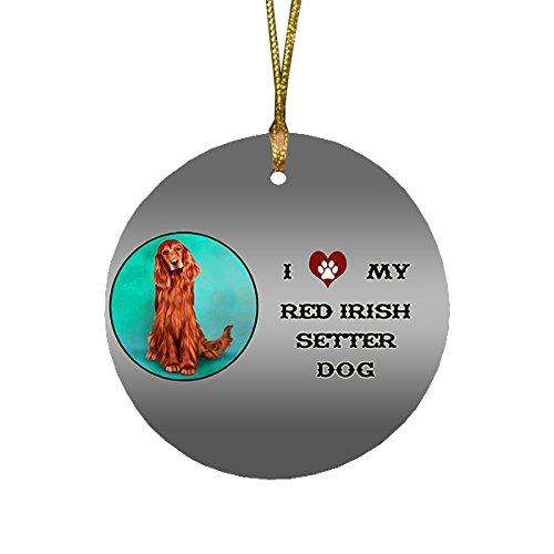 I Love My Red Irish Setter Dog Round Christmas Ornament