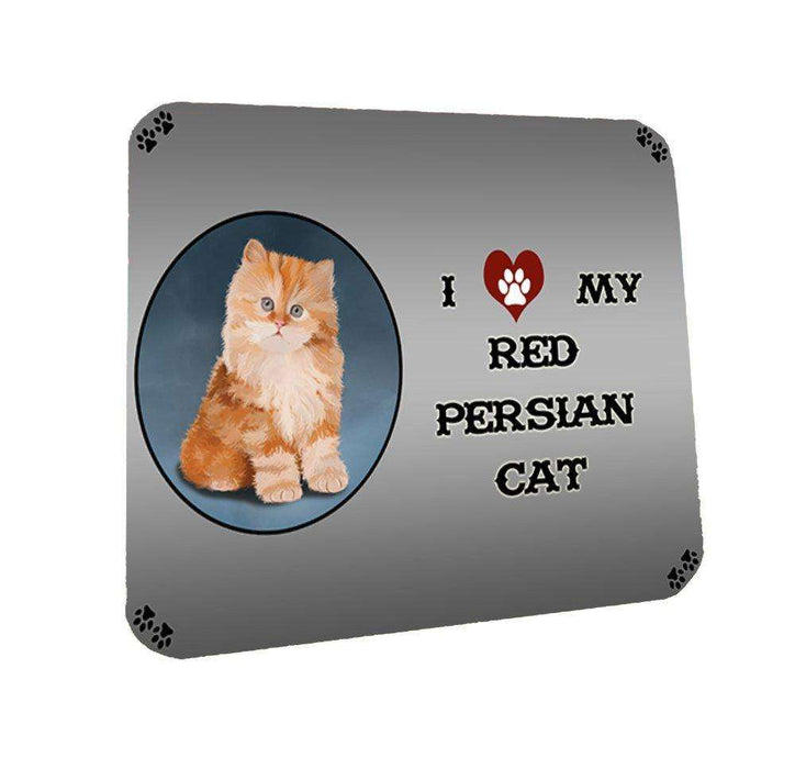 I Love My Red Persian Kitten Cat Coasters Set of 4