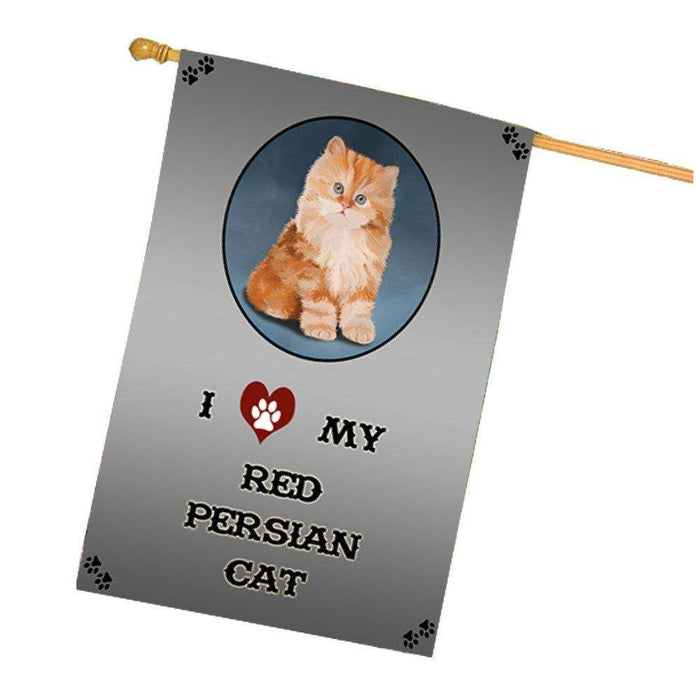 I Love My Red Persian Kitten Cat House Flag