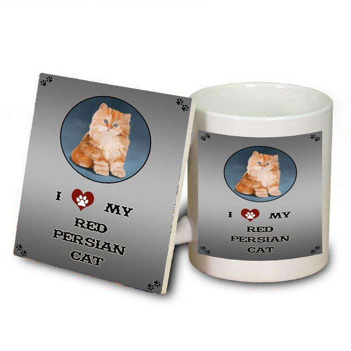 I Love My Red Persian Kitten Cat Mug and Coaster Set