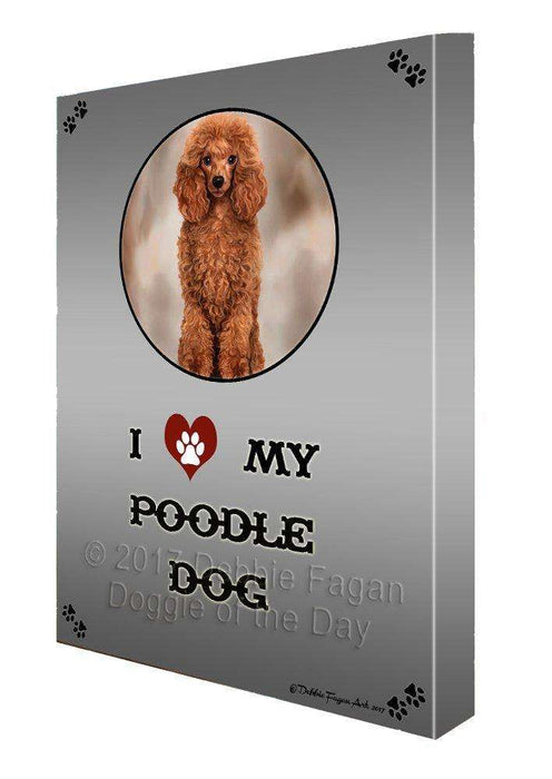 I love My Red Poodle Dog Canvas Wall Art