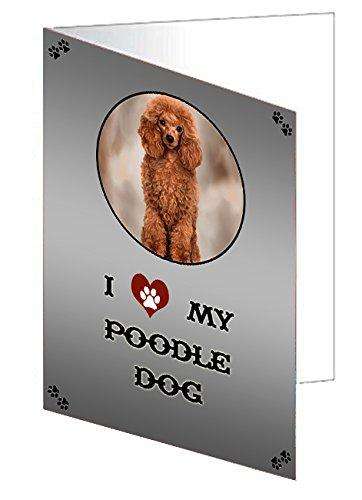 I love My Red Poodle Dog Handmade Artwork Assorted Pets Greeting Cards and Note Cards with Envelopes for All Occasions and Holiday Seasons