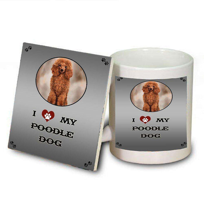 I love My Red Poodle Dog Mug and Coaster Set