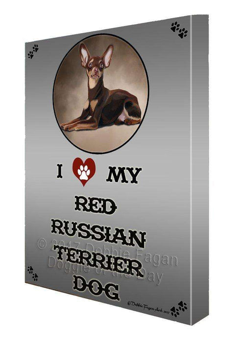 I love My Red Russian Terrier Dog Canvas Wall Art