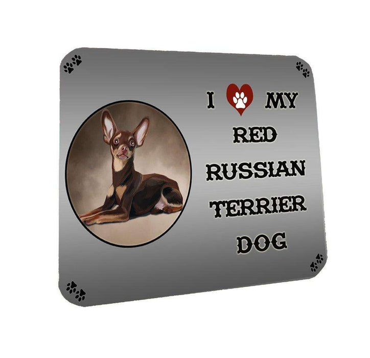 I love My Red Russian Terrier Dog Coasters Set of 4