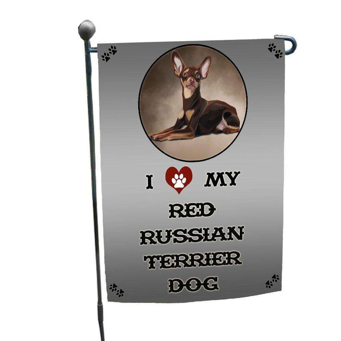 I love My Red Russian Terrier Dog Garden Flag
