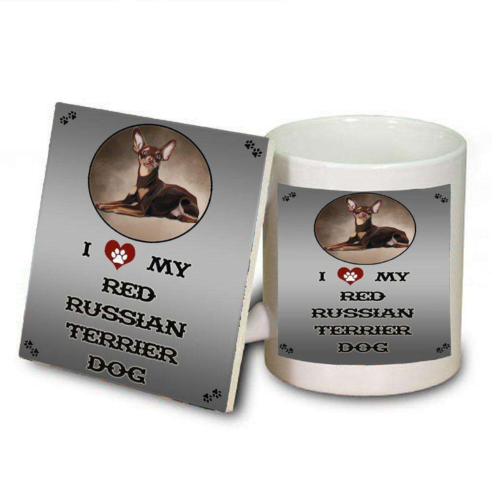 I love My Red Russian Terrier Dog Mug and Coaster Set