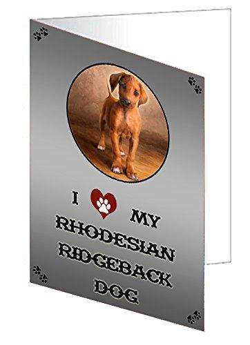 I love My Rhodesian Ridgeback Puppy Dog Handmade Artwork Assorted Pets Greeting Cards and Note Cards with Envelopes for All Occasions and Holiday Seasons