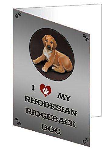 I love My Rhodesian Ridgeback Puppy Dog Handmade Artwork Assorted Pets Greeting Cards and Note Cards with Envelopes for All Occasions and Holiday Seasons
