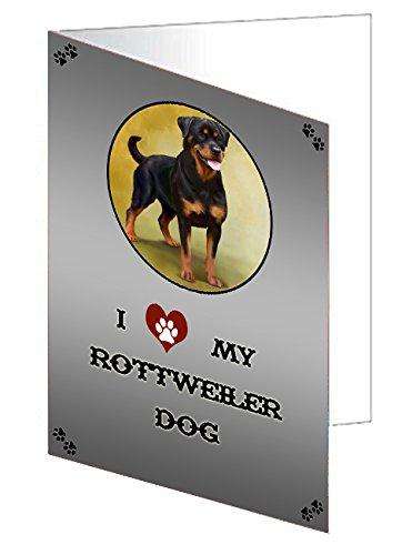I love My Rottweiler Dog Handmade Artwork Assorted Pets Greeting Cards and Note Cards with Envelopes for All Occasions and Holiday Seasons