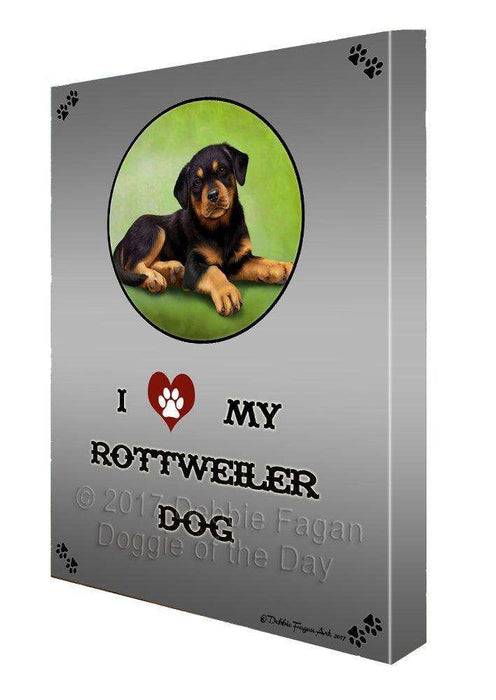 I love My Rottweiler Puppy Dog Canvas Wall Art