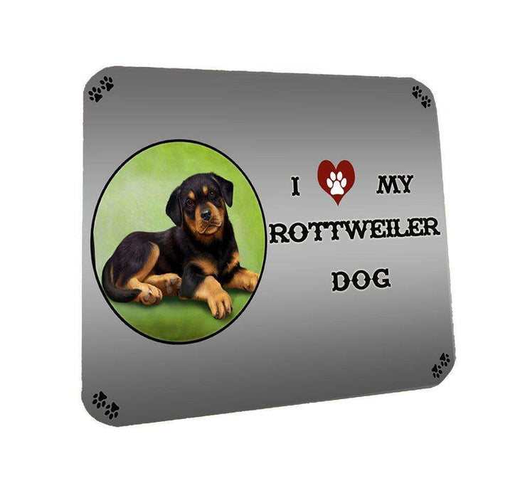 I love My Rottweiler Puppy Dog Coasters Set of 4