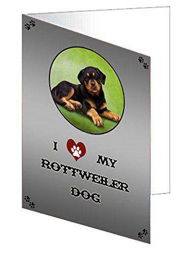 I love My Rottweiler Puppy Dog Handmade Artwork Assorted Pets Greeting Cards and Note Cards with Envelopes for All Occasions and Holiday Seasons