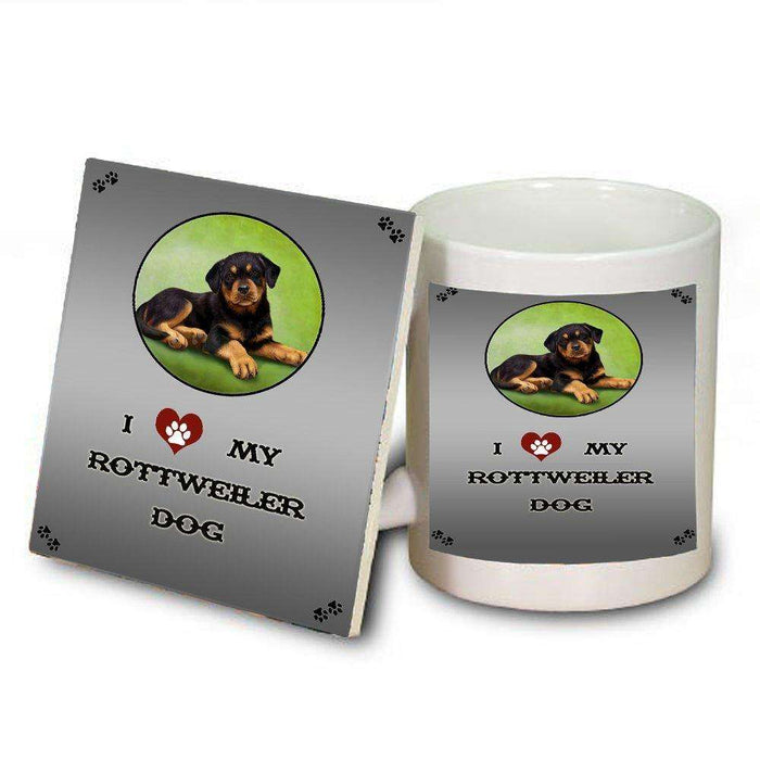 I love My Rottweiler Puppy Dog Mug and Coaster Set