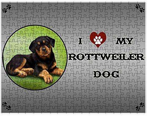 I love My Rottweiler Puppy Dog Puzzle with Photo Tin D206