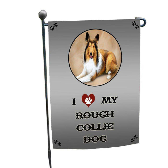 I love My Rough Collie Dog Garden Flag