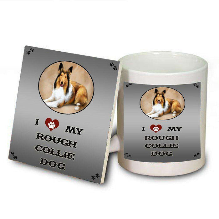 I love My Rough Collie Dog Mug and Coaster Set