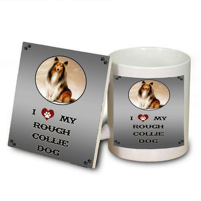 I love My Rough Collie Dog Mug and Coaster Set