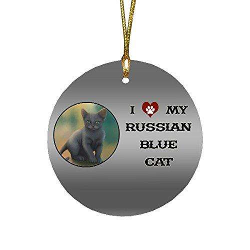 I love My Russian Blue Cat Round Christmas Ornament