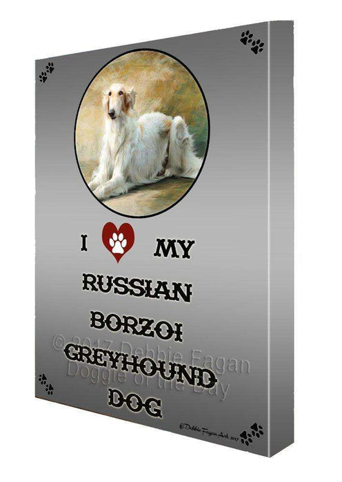 I love My Russian Borzoi Greyhound Dog Canvas Wall Art